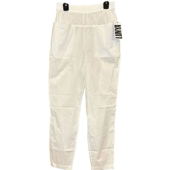 Lunya Airy Tapered 100% Cotton Pant in White New With Tags Size XS - Picture 2 of 6
